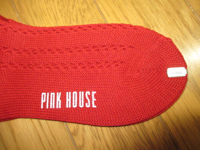  Pink House flower motif attaching ... braided socks red passing of years unused goods 