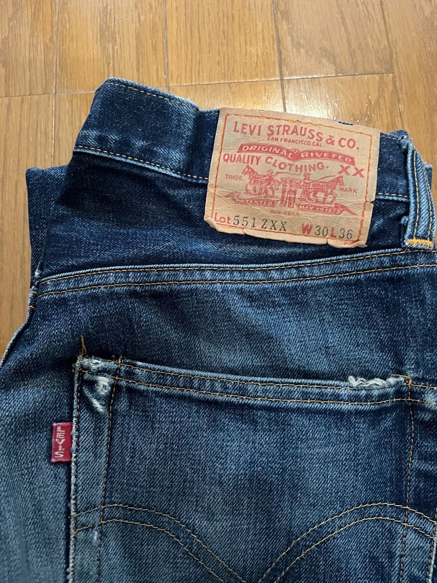 希少 90’Levi''s リーバイス551ZXX w30 l36 ビッグE 555 バレンシア　復刻　濃紺　米国製