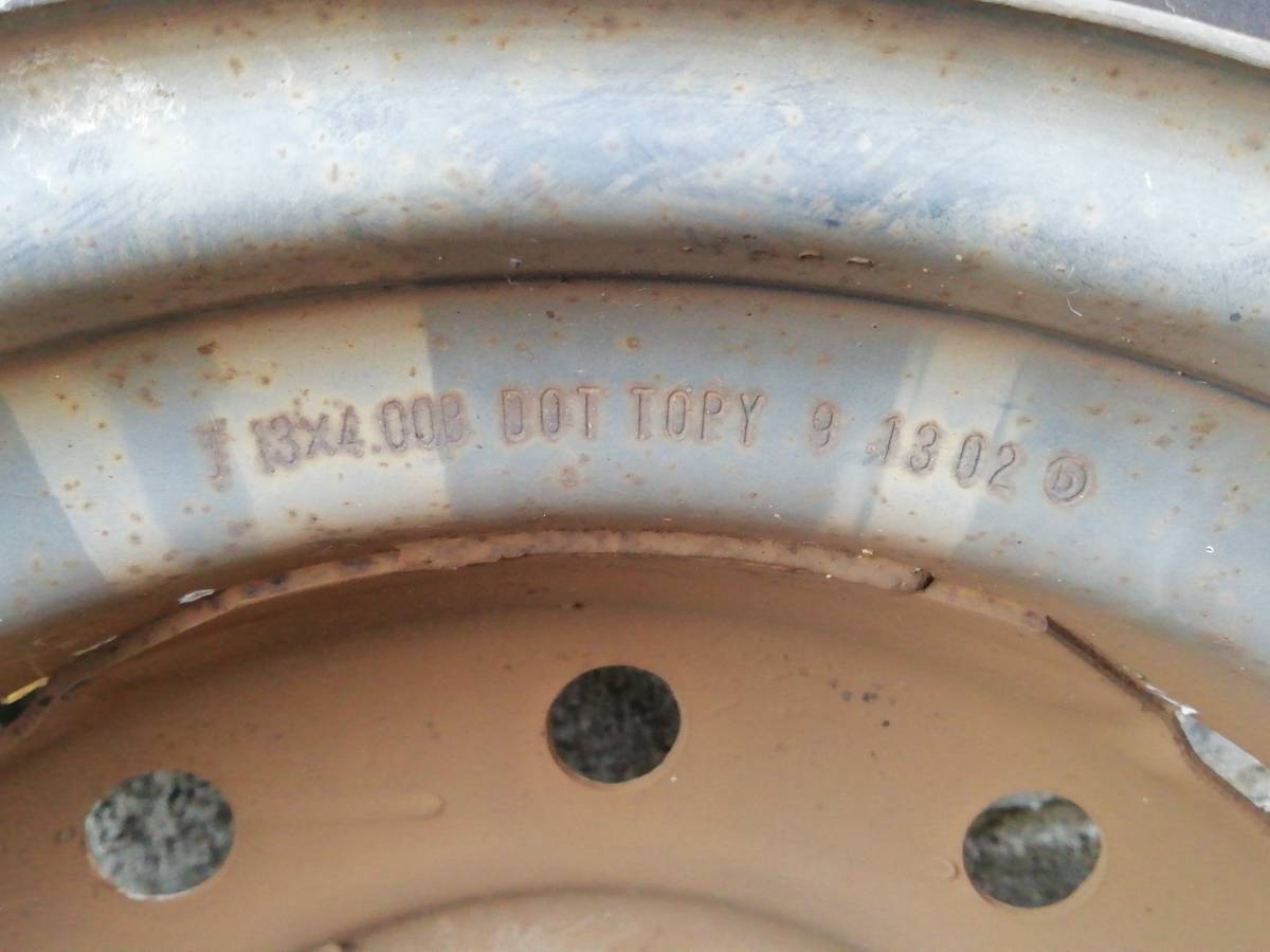 深溝 トーヨータイヤ SD-7 155/80R13 2019年 4本 TOPY製スチールホイール付き 13×4.00B 4穴 PCD:100 軽自動車 スズキ ダイハツの画像10