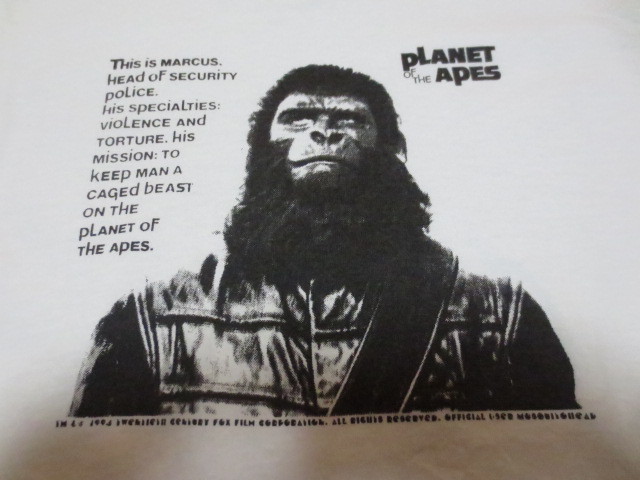 レア品 1994 PLANET OF THE APES × MOSCUITOHEAD　映画　猿の惑星×モスキートヘッド　ハンドプリント半袖ティーシャツ　白　アメリカ製_画像1