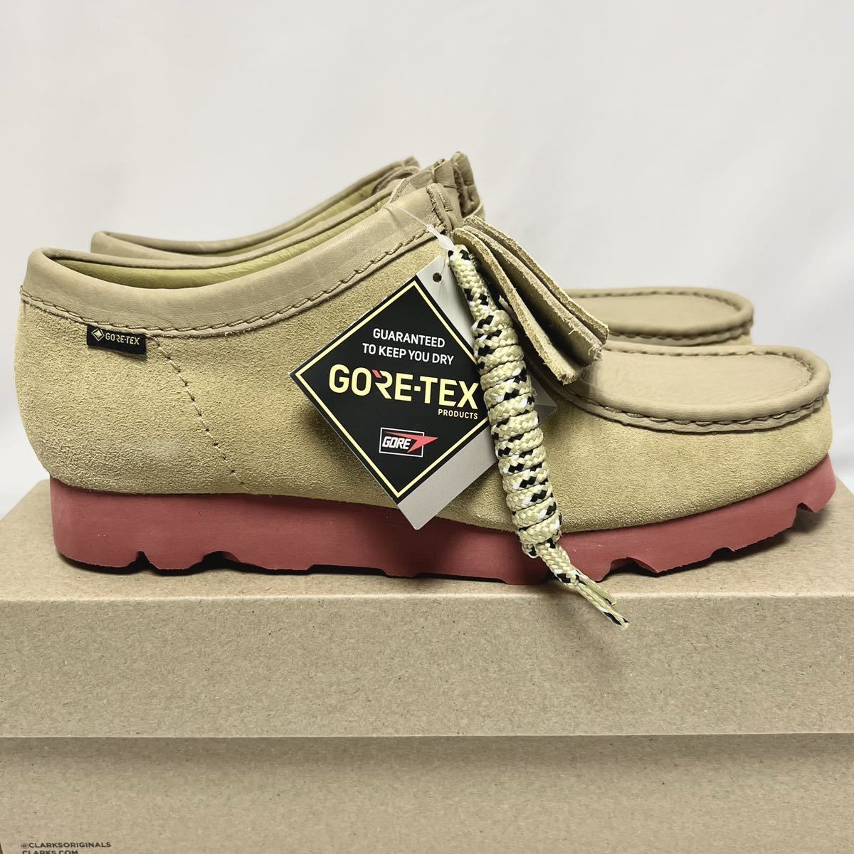 25.5cm 新品 クラークス Wallabee ワラビー ロー タン ベージュ UK7.5 防水 ゴアテックス Clarks GORE  GORETEX ローカット ゴア 雨 レイン