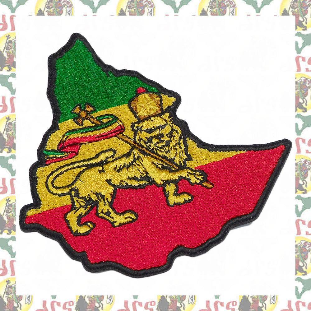 刺繍アイロンワッペン drspatch-a79 エチオピア ハイレセラシエ皇帝 ジャマイカ ラスタ ラスタカラー レゲエファッション ラスタファッショ
