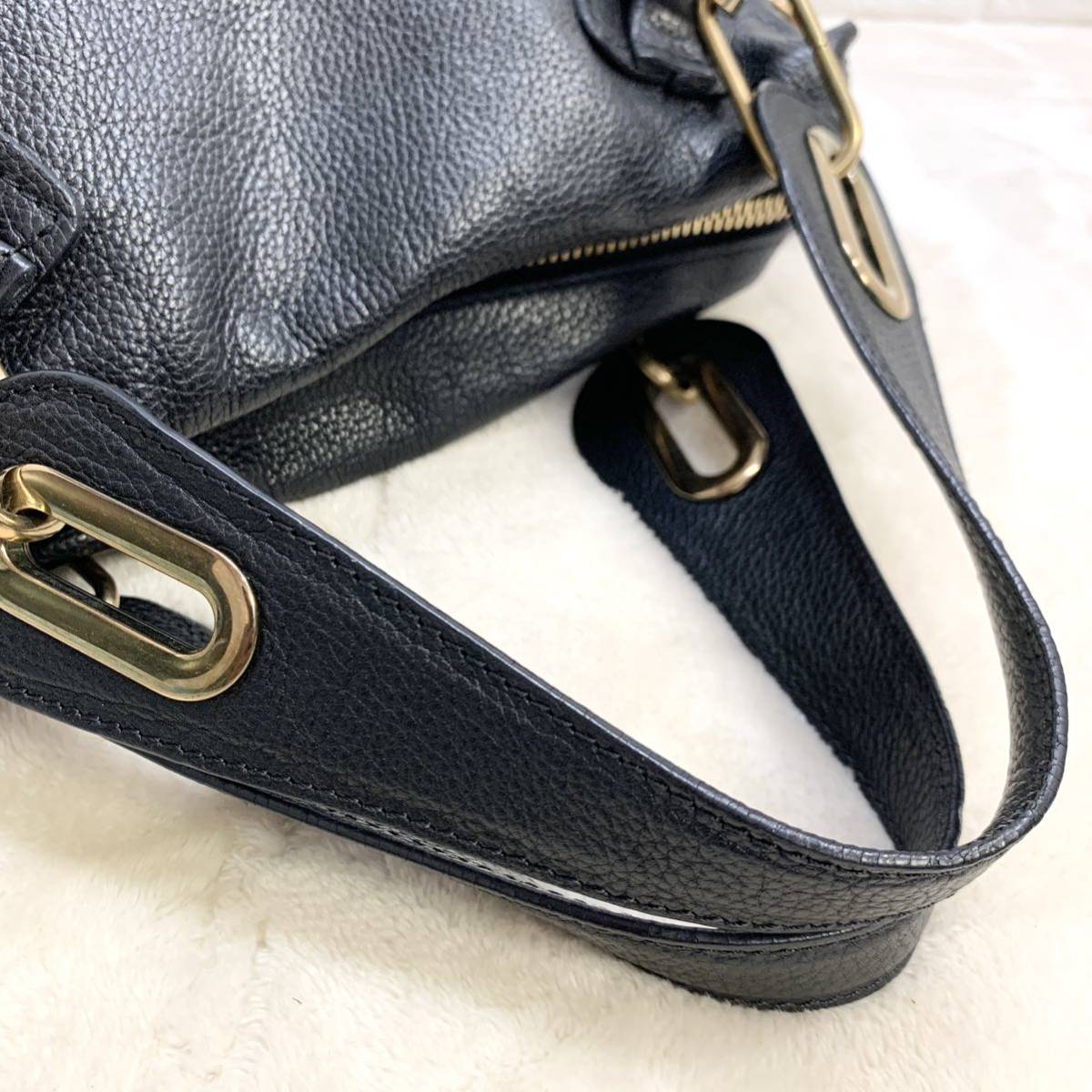 超美品 クロエ Chloe パラティ レザー ブラック ハンドバッグ