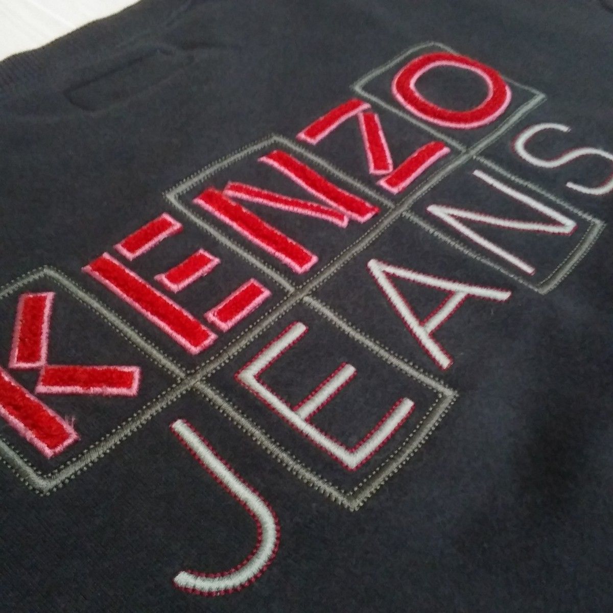 【KENZO JEANS】ケンゾージーンズ 刺繍ロゴ スウェット トレーナー 浮世絵 北斎タグ 90’s 　ヴィンテージ　日本製