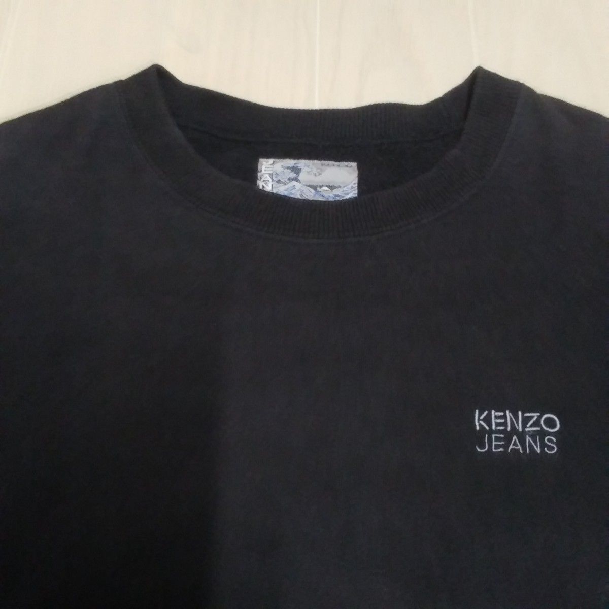 【KENZO JEANS】ケンゾージーンズ 刺繍ロゴ スウェット トレーナー 浮世絵 北斎タグ 90’s 　ヴィンテージ　日本製