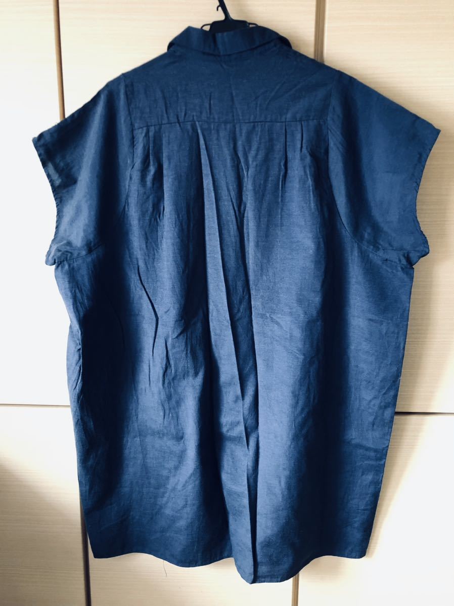 * new goods not yet have on tops cut and sewn tunic shirt shirt One-piece navy easy free size *