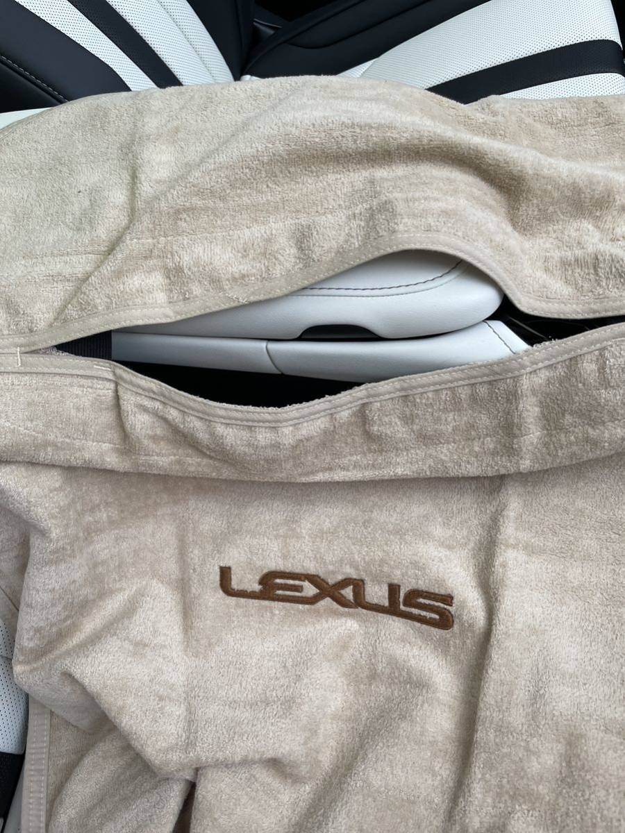 レクサス タオル生地 シートカバー 1LEXUS 刺繍 ロゴ入り ベージュ