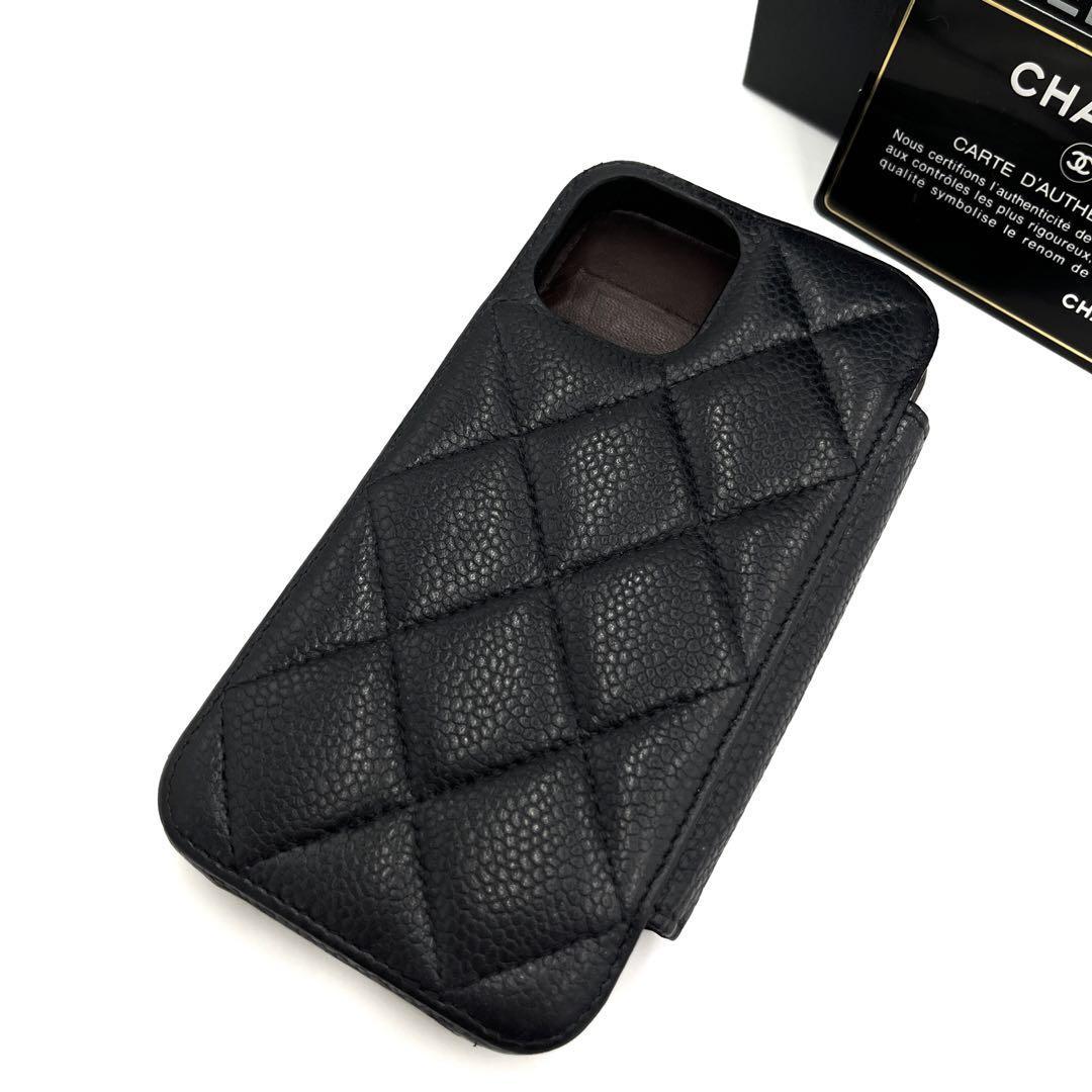 1円《美品》CHANEL シャネル iPhone13 iPhone14 キャビアスキン ココ