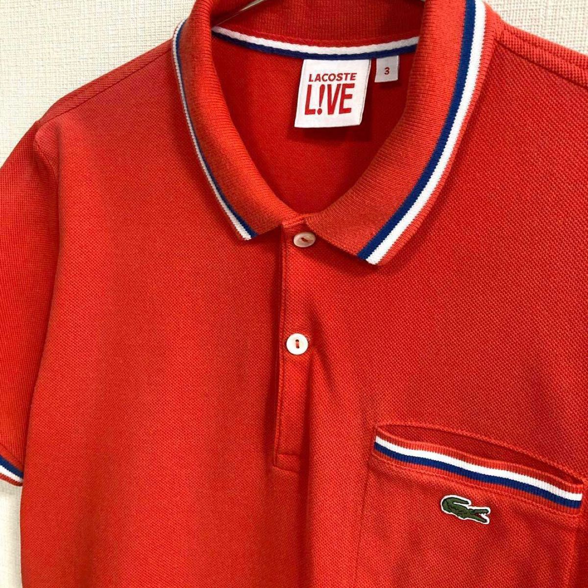 LACOSTE ラコステ ライブ ポロシャツ レッド 赤 トリコロール フランス|PayPayフリマ LACOSTE LIVE ラコステライブ ポロシャツ ワンポイントロゴ刺繍