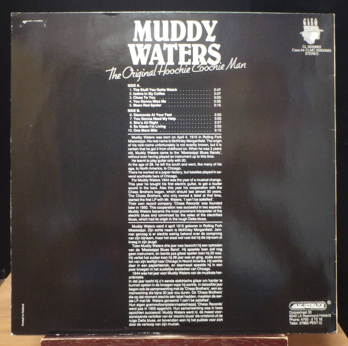 [BB014]MUDDY WATERS[The Original Hoochie Coochie Man], EUROPE(HOLLAND) Compilation * Chicago * блюз 