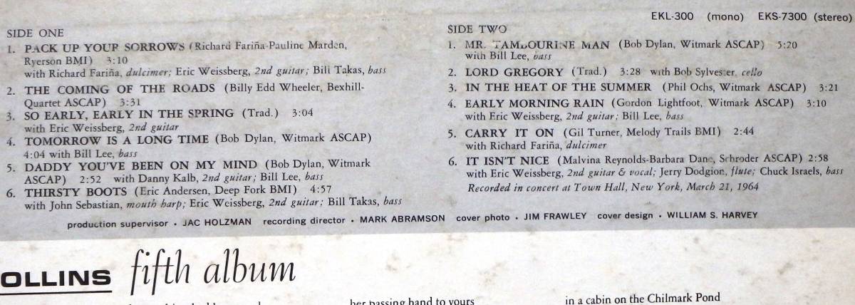 【CF065】JUDY COLLINS「Judy Collins' Fifth Album」, 65 UK mono Original　★フォーク　※要注意_画像3