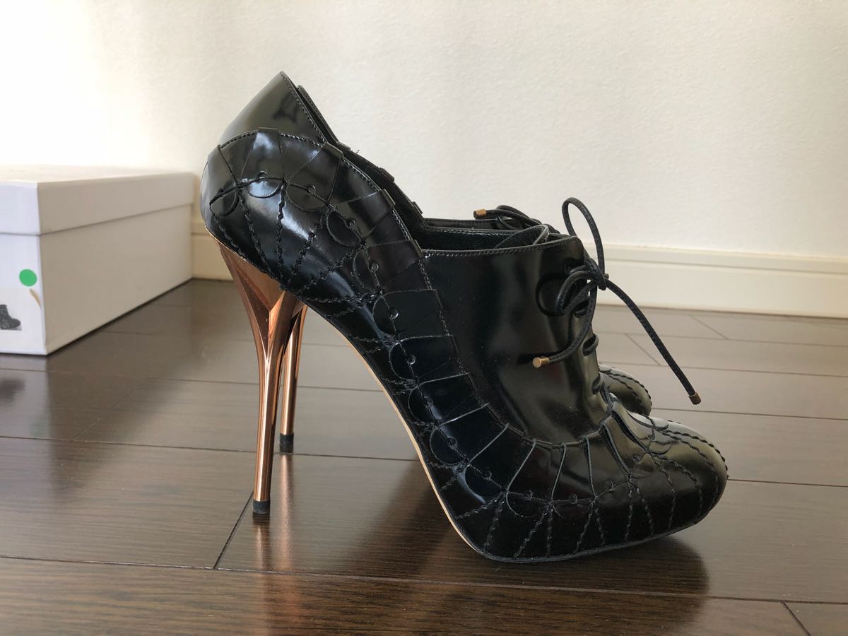 超美品 Dior ディオール エナメル ハイヒール パンプス シューズ 靴 黒