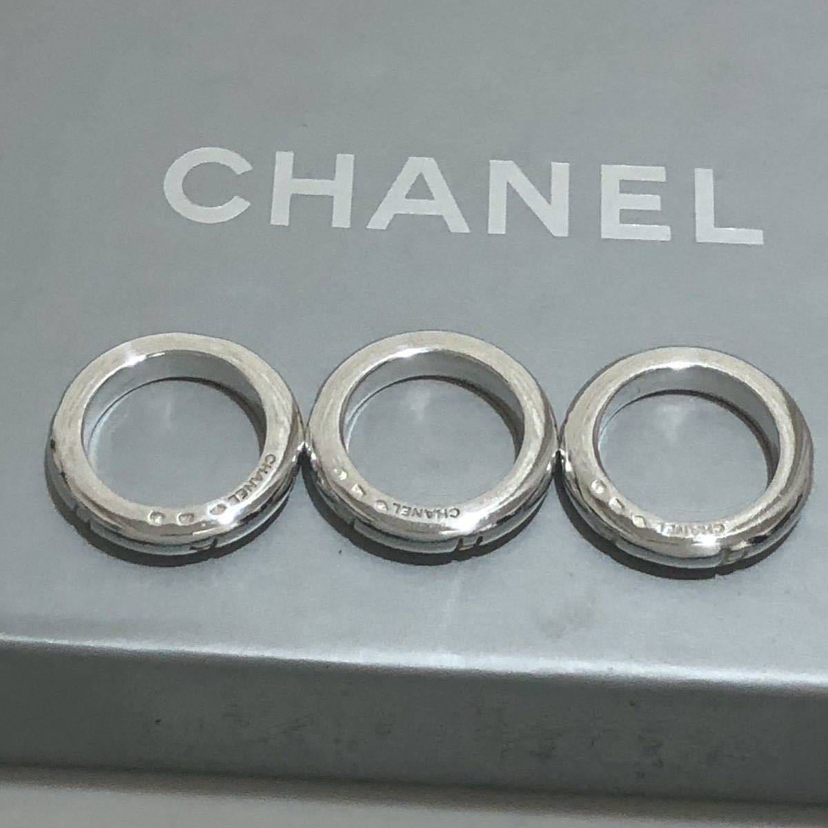 【美品】シャネル シルバー 指輪 3連 CHANELロゴ (管EF164 T08 )の画像5