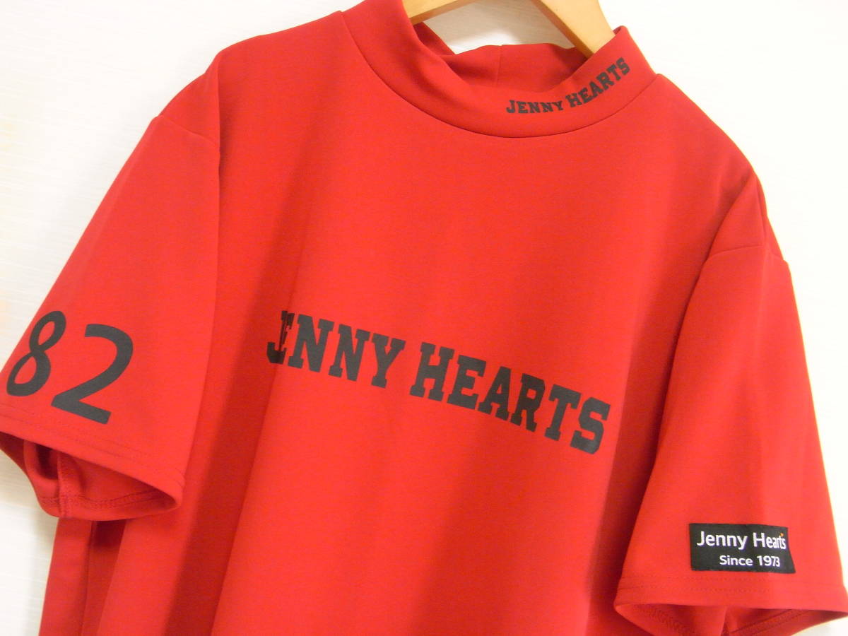 JENNY HEARTS ジェニーハーツ 半袖 モックネック シャツ ゴルフシャツ ハイネック 吸汗速乾 赤 レッド XL 2L LL メンズ ゴルフウエア_画像1