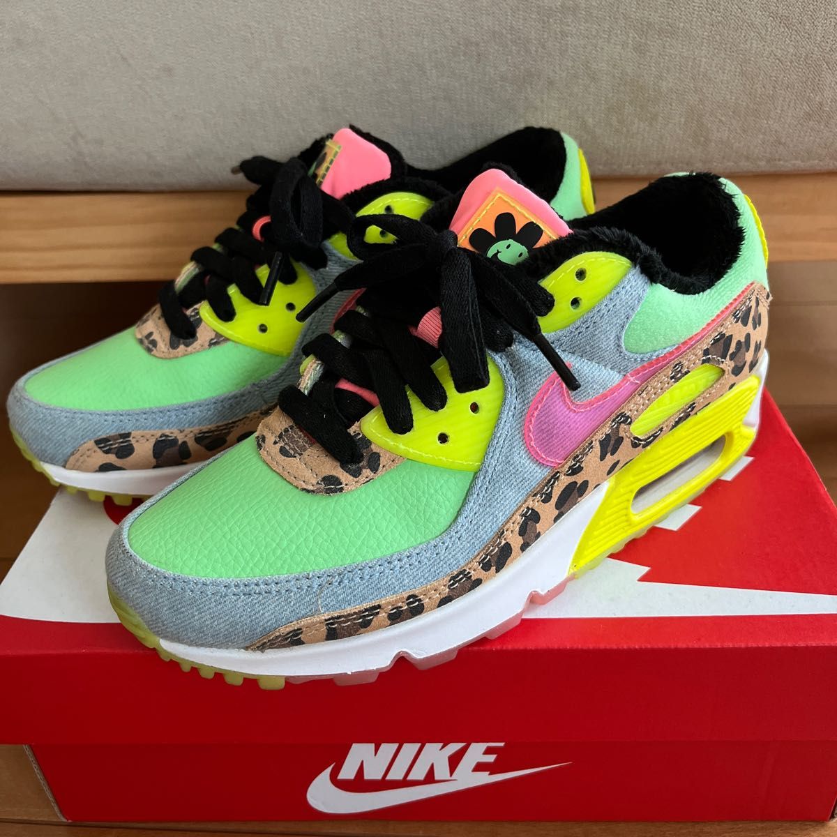 NIKE ナイキ エアマックス90 AIRMAX90 ネオン レオパード グリーン イエロー 24㎝
