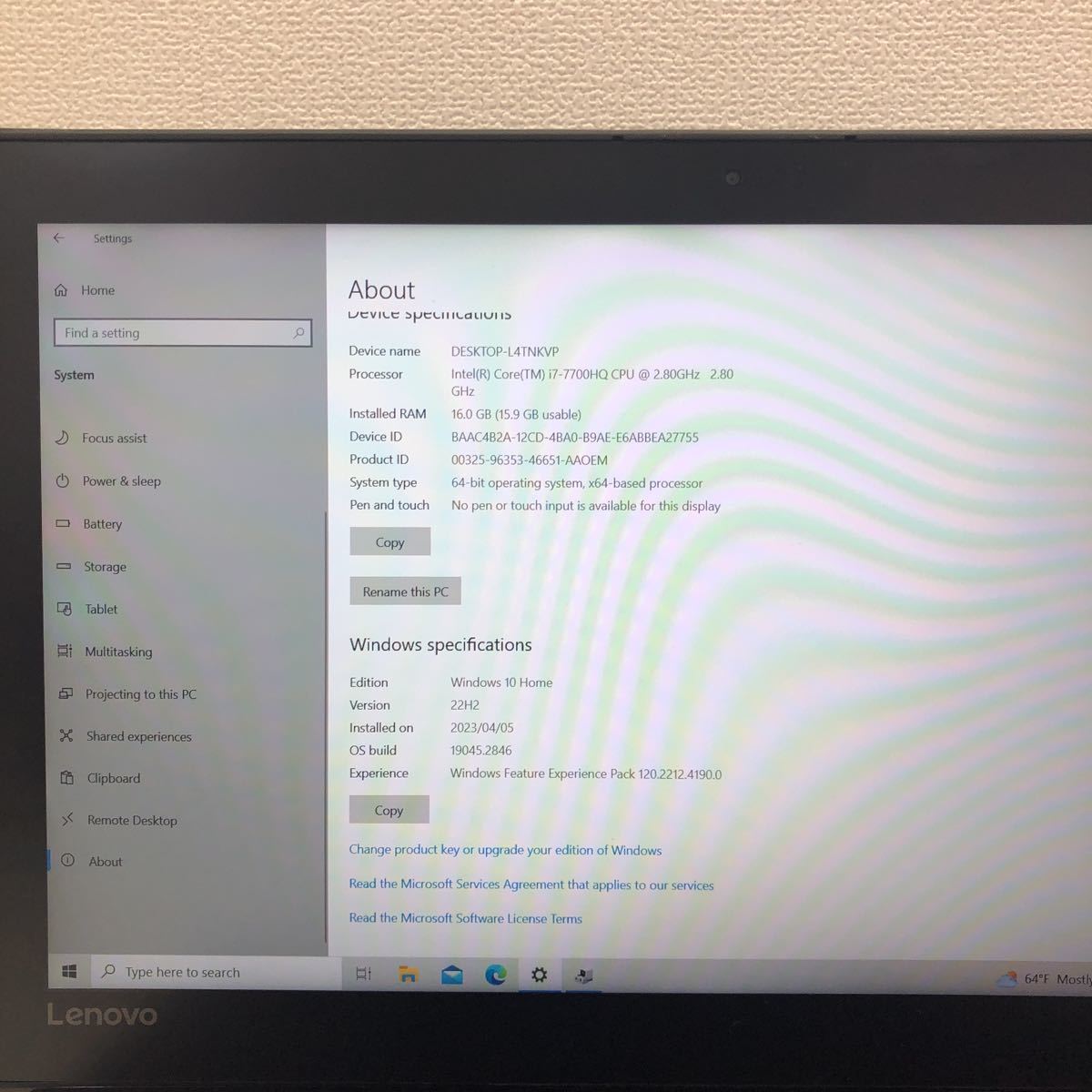 品 LENOVO LEGION Y720 i7 2.8GHz SSD 256GB HDD 1TB メモリ 16GB