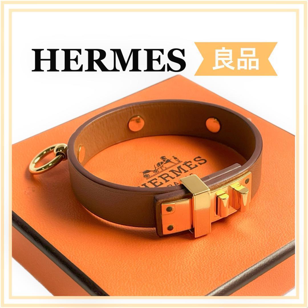 伊勢丹新宿店購入 人気アイテム 送料無料 HERMES エルメス ブレスレット ミニドッグアノー レディース アクセサリー レザー 金具ゴールド