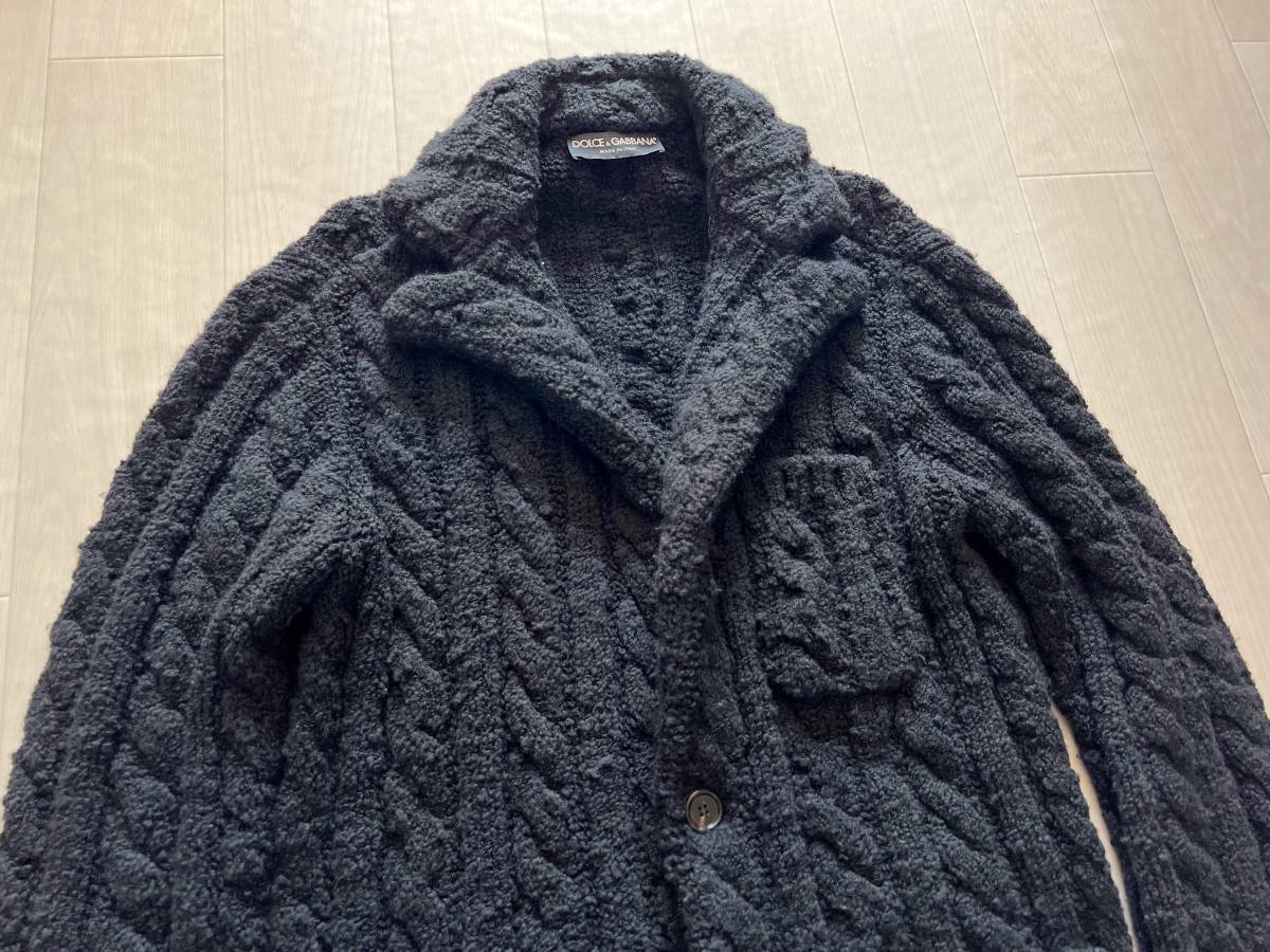 DOLCE&GABBANA 肉厚カシミア ケーブルニットジャケット 44 厚手