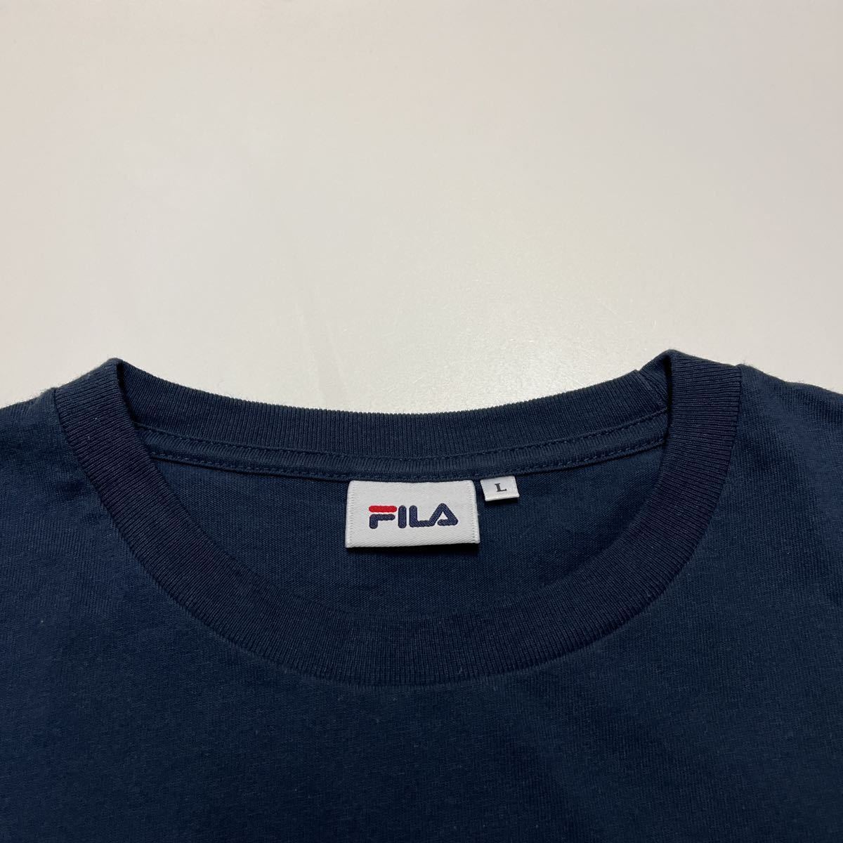 FILA フィラ 半袖Tシャツ 刺繍 ネイビー L_画像4