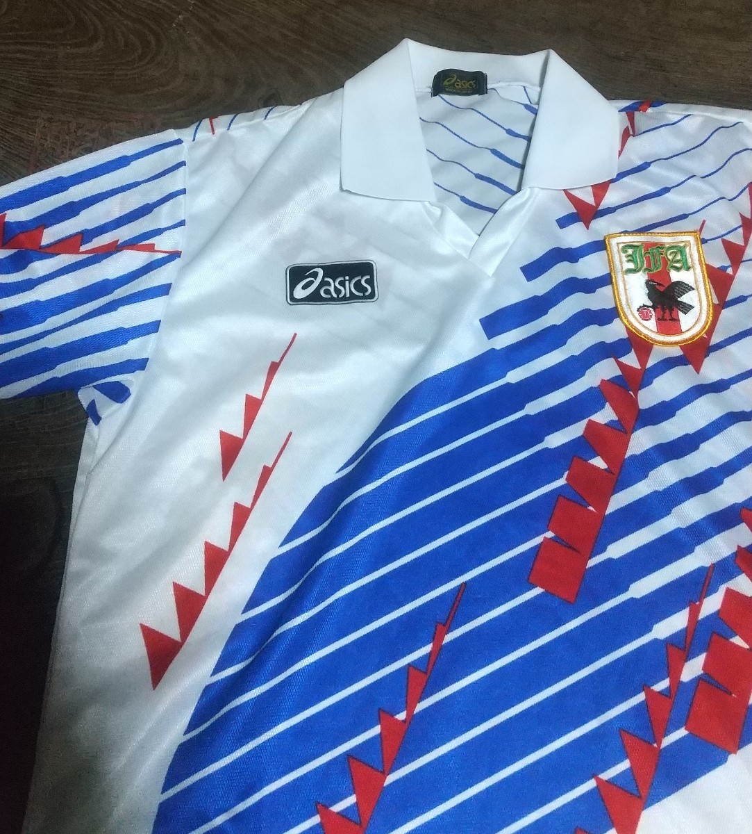 値下げ交渉 1994年 日本代表 asics/アシックス 日本製 検) JFA JAPAN OFFICIAL SHIRT KAZU FIFA WORLD CUP カズ ドーハ ワールドカップ Y2K_画像1