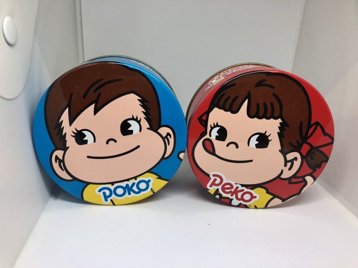 # retro pop Fujiya Peko-chan .poko Chan. сладости жестяная банка!2 шт. комплект! с коробкой 