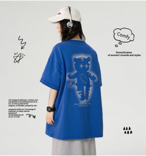 韓国風 レディース 半袖Tシャツ 新しい夏 カジュアル ファッション半袖Tシャツ ブラック M