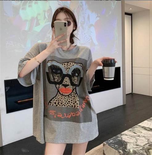 韓国風 女夏新しい 大きいサイズ半袖Tシャツ 気質ファッションTシャツ 学生Tシャツ グレー 3XL