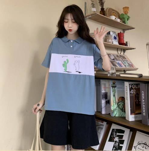 韓国風 レディース 半袖Tシャツ 新しい夏 気質 ファッションTシャツ 学生ポロシャツ ホワイト M