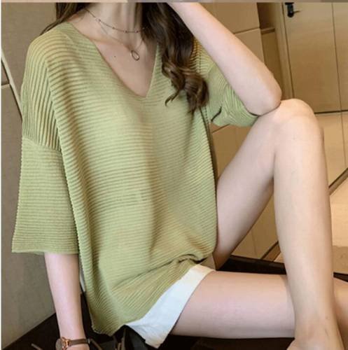 韓国風 レディース 半袖Tシャツ 新しい春 気質 ファッションTシャツ グリーン S
