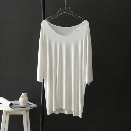 レディース 1枚でオシャレ Tシャツ スプリット 上着 ゆったり 大きいサイズ 柔らかい ホワイト