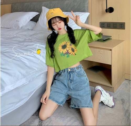 韓国風 レディース 半袖Tシャツ 新しい夏 気質 ファッションTシャツ ホワイト フリー