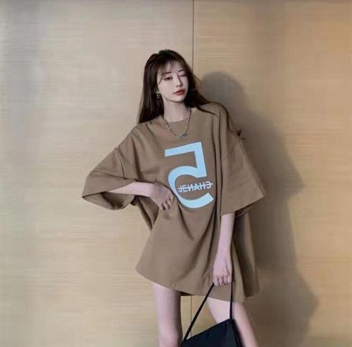 韓国風 女夏新しい 大きいサイズ半袖Tシャツ 気質ファッションTシャツ 学生Tシャツ M-4XL カーキ 3XL
