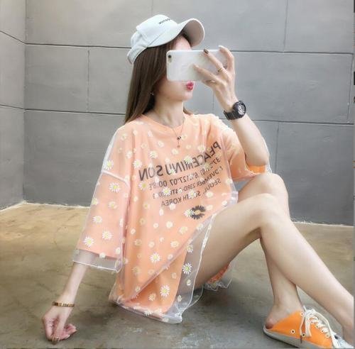 韓国風 レディース 半袖Tシャツ カジュアル ファッション半袖Tシャツ ホワイト M