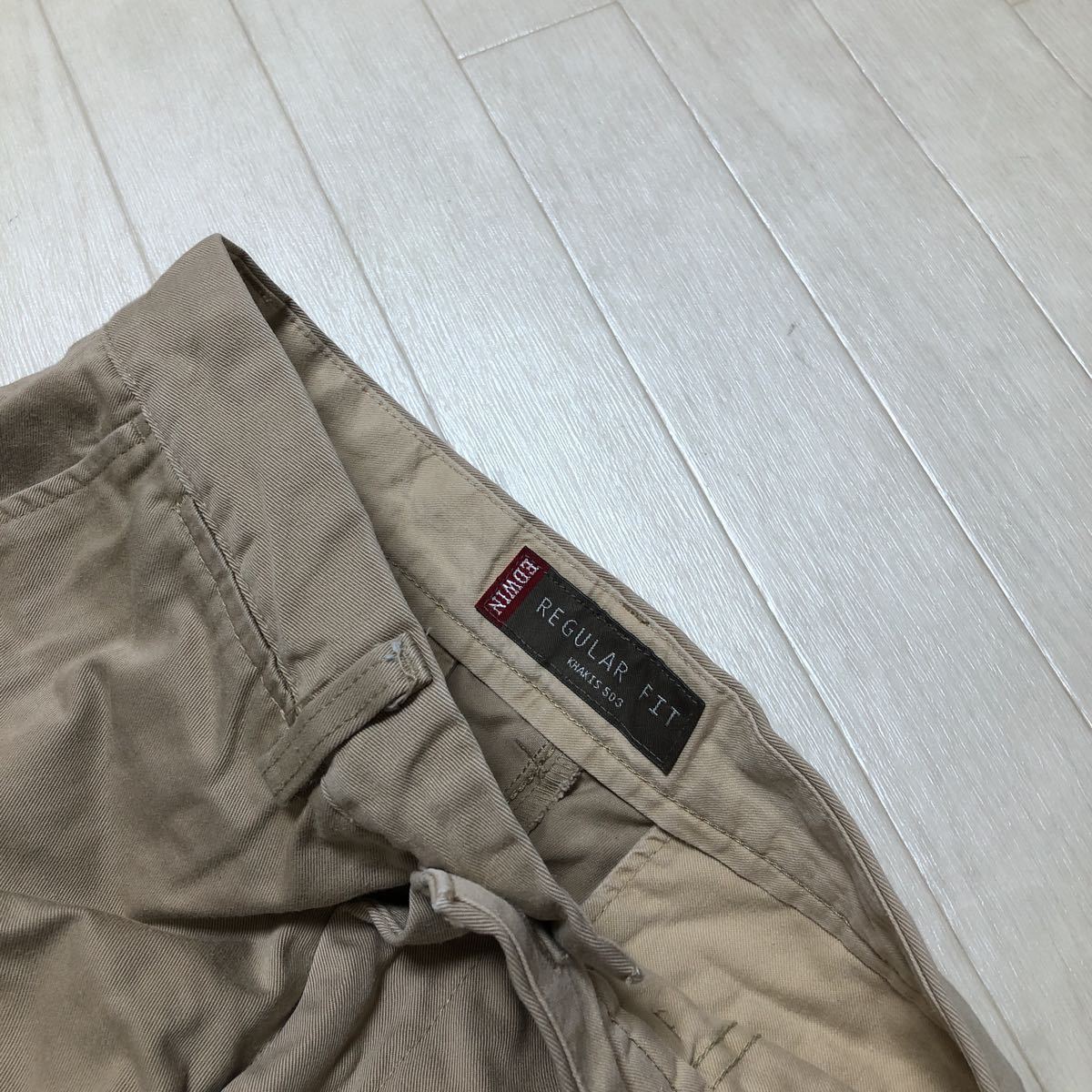 3522★ EDWIN REGULAR FIT KHAKIS 503 エドウィン カジュアルパンツ ボトムス 28 メンズ カーキの画像5