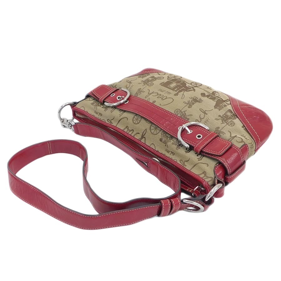 1円 □ 極美品 コーチ ショルダーバッグ 14442 ベージュ系 キャンバス