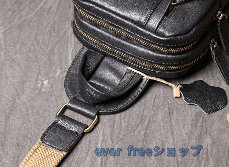メンズバッグ 多機能 本革 牛革 ボディバッグ ワンショルダーバッグ レザー 大容量 iPad対応 斜め掛けバッグ 自転車 カジュアル鞄 ブラック_画像8