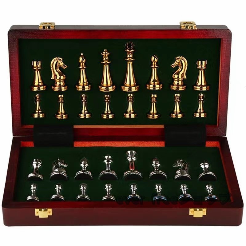 高品質 西洋棋 チェス盤　ぎょく　金属　チェスボード　アンティーク 新品 30*30*3cm