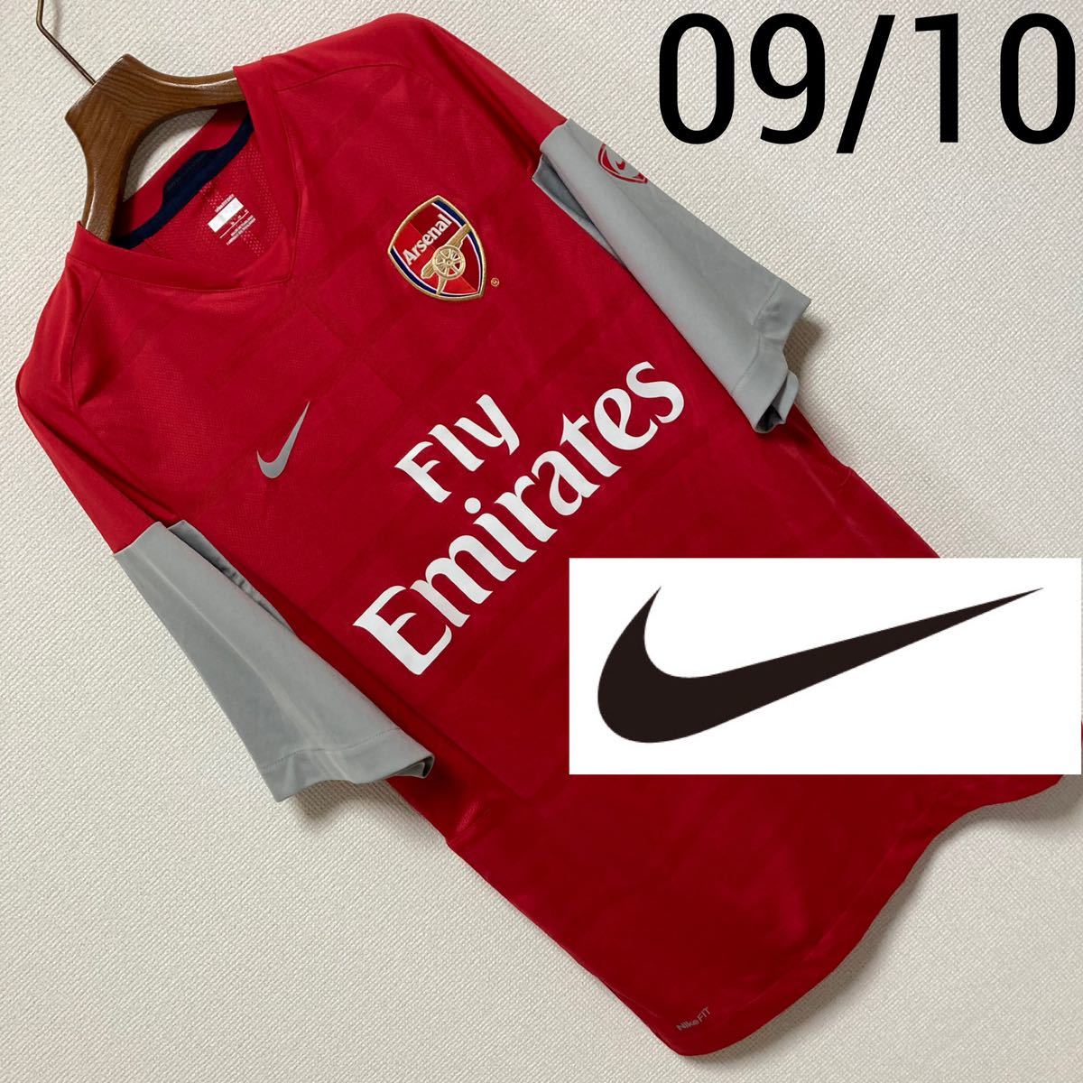 美品 09/10モデル■NIKE ナイキ アーセナル■ユニフォーム ジャージ M 赤 レッド グレー Arsenal Training Shirt オフィシャル