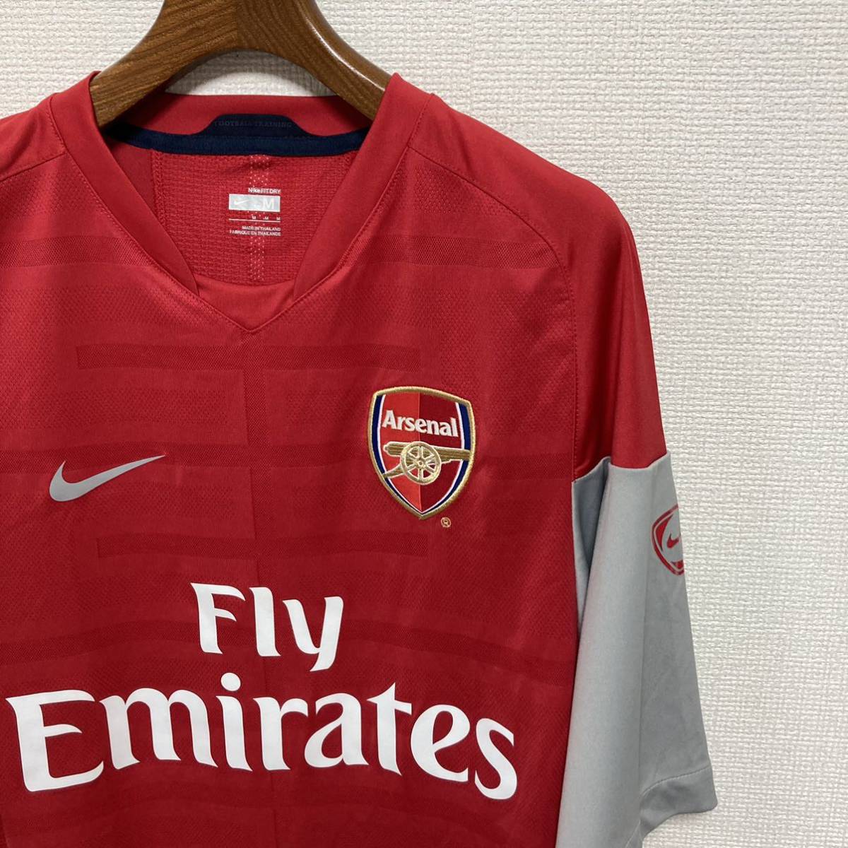 美品 09/10モデル■NIKE ナイキ アーセナル■ユニフォーム ジャージ M 赤 レッド グレー Arsenal Training Shirt オフィシャル