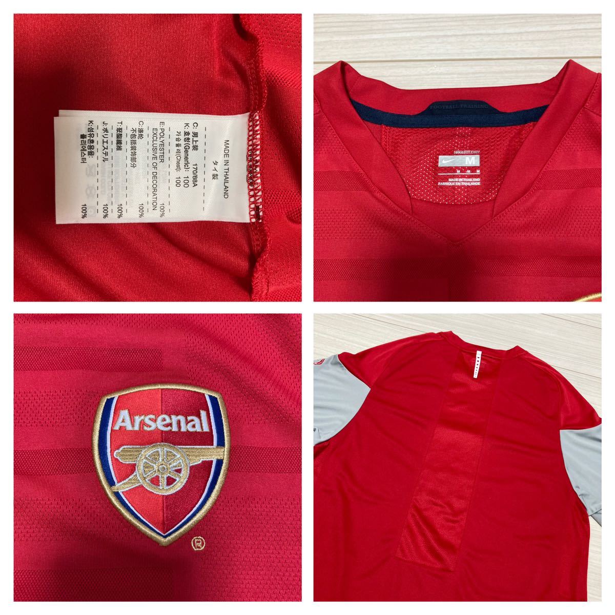 美品 09/10モデル■NIKE ナイキ アーセナル■ユニフォーム ジャージ M 赤 レッド グレー Arsenal Training Shirt オフィシャル