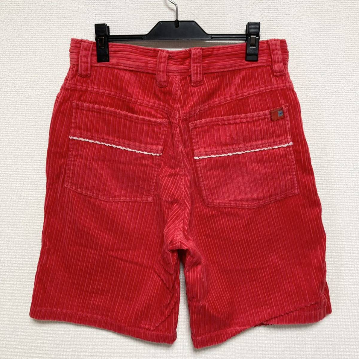 90s オールドサーフ■OP オーシャンパシフィック■コーデュロイショートパンツ L 赤 レッド 太畝 中太畝 オールド Vintage OCEAN  PACIFIC