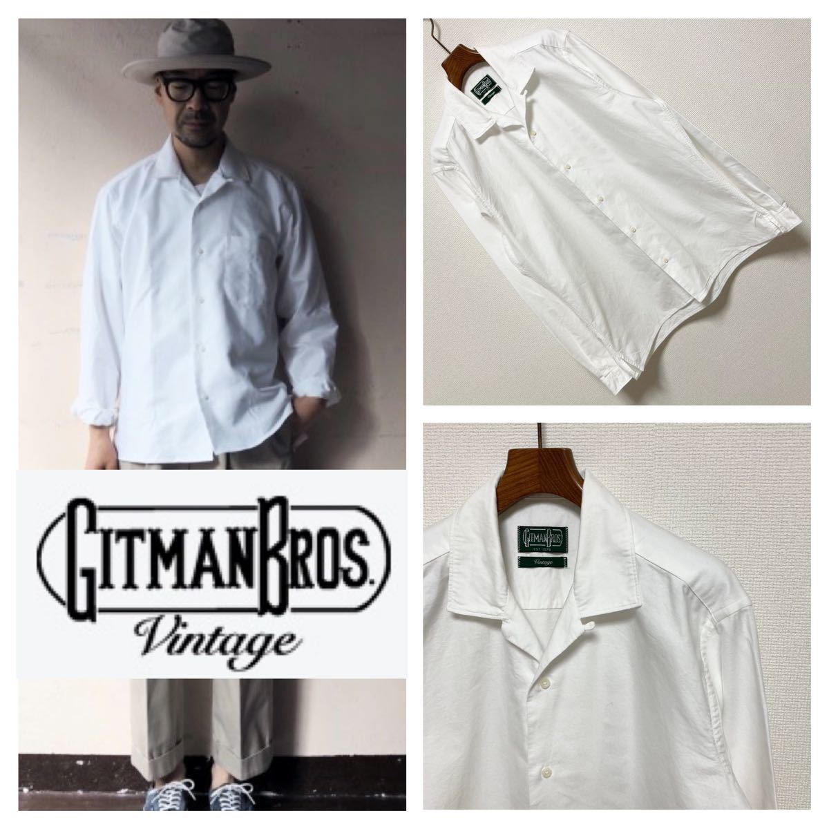 良品 GITMAN VINTAGE オックスフォード オープンカラー シャツ M 良品 GITMAN VINTAGE オックスフォード オープンカラー シャツ M