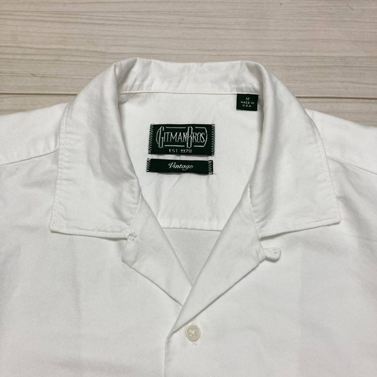 良品 GITMAN VINTAGE オックスフォード オープンカラー シャツ M 良品 GITMAN VINTAGE オックスフォード オープンカラー シャツ M