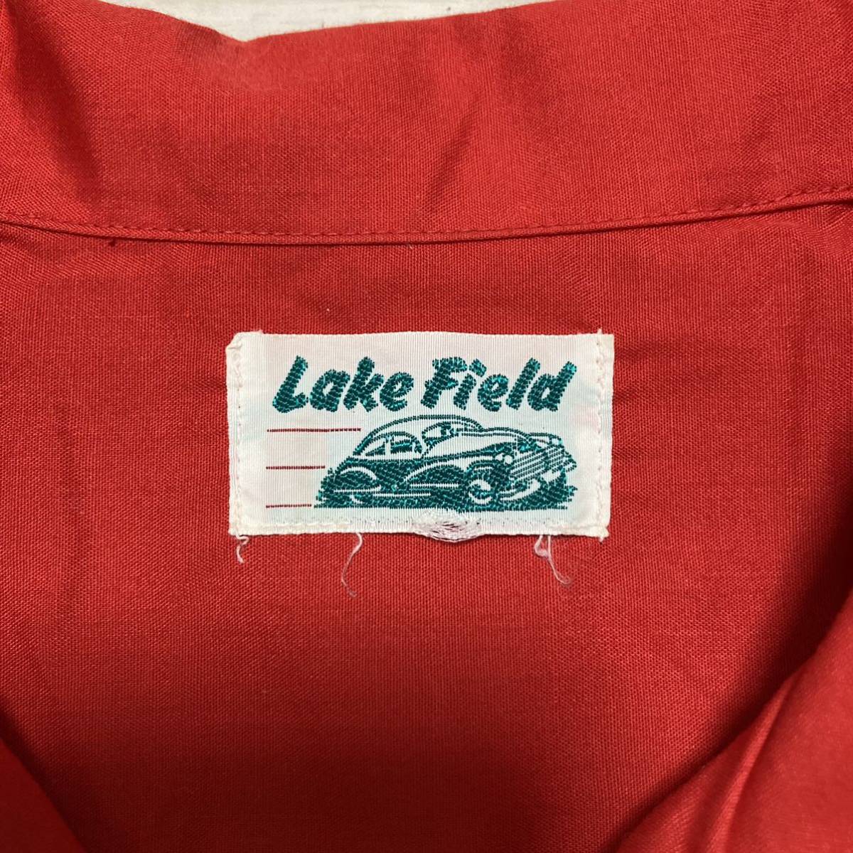 70s デッドストック■Coca Cola コカコーラ■オープンカラー シャツ F 赤 レッド 開襟 半袖 Lake Field Vintage オールド 新品未使用