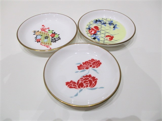 HAYASHIBARA MINT Spode　スポード　林原美術館　陶器皿　3枚　英国製ボーンチャイナ　送料無料