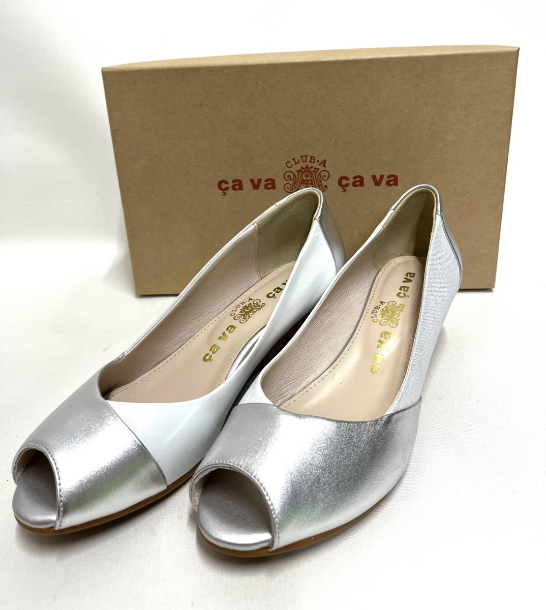  new goods unused *cava cava[ Sava Sava ] Wedge sole open tu pumps 24.0cm