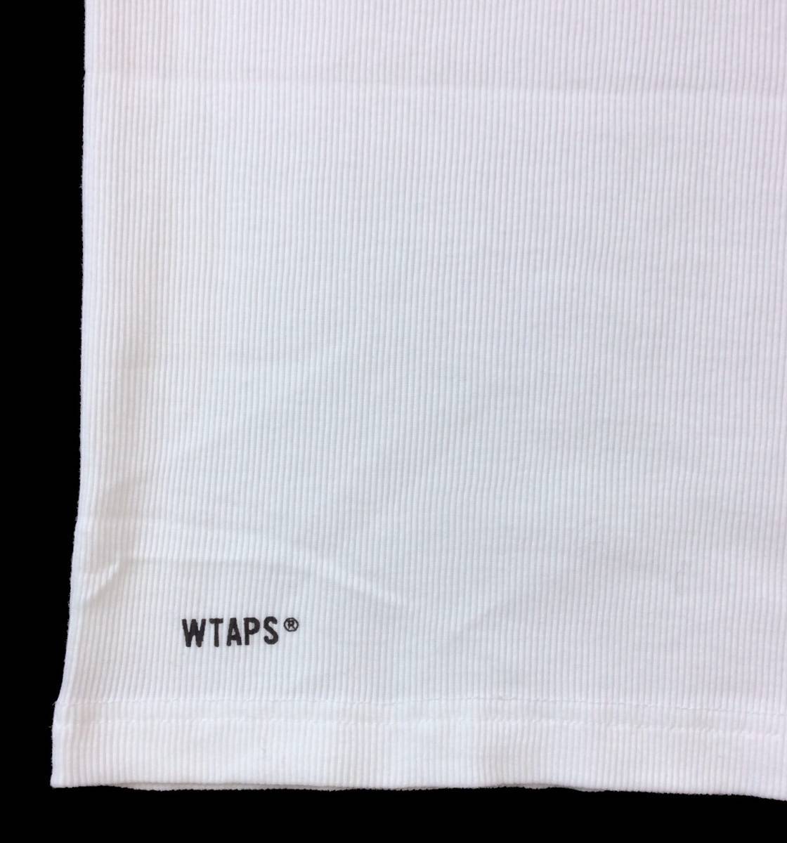 美品 WTAPS ダブルタップス コットン タンクトップ ノースリーブ シャツ 白 裾ロゴ 無地 M 送料250円_画像3