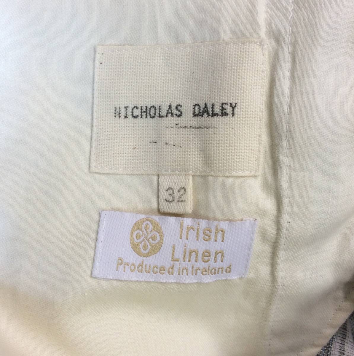 NICHOLAS DALEY ニコラスデイリー Irish Linen アイリッシュリネン ストライプ ショーツ ショートパンツ ハーフパンツ ENGLAND製 メンズ 32_画像7