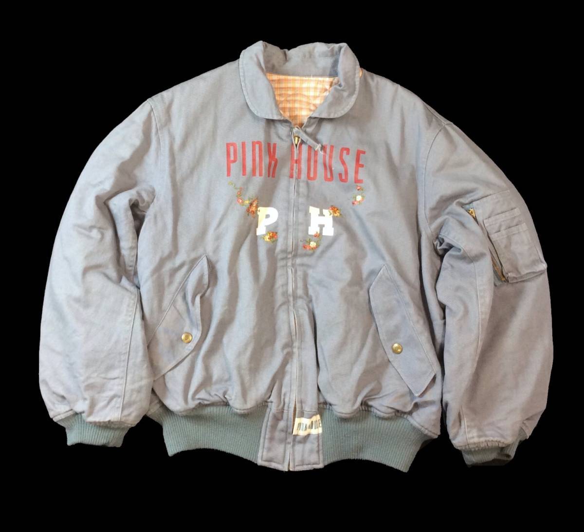 PINK HOUSE Pink House cotton MA-1 type cotton inside jacket Logo light blue blouson (ma)