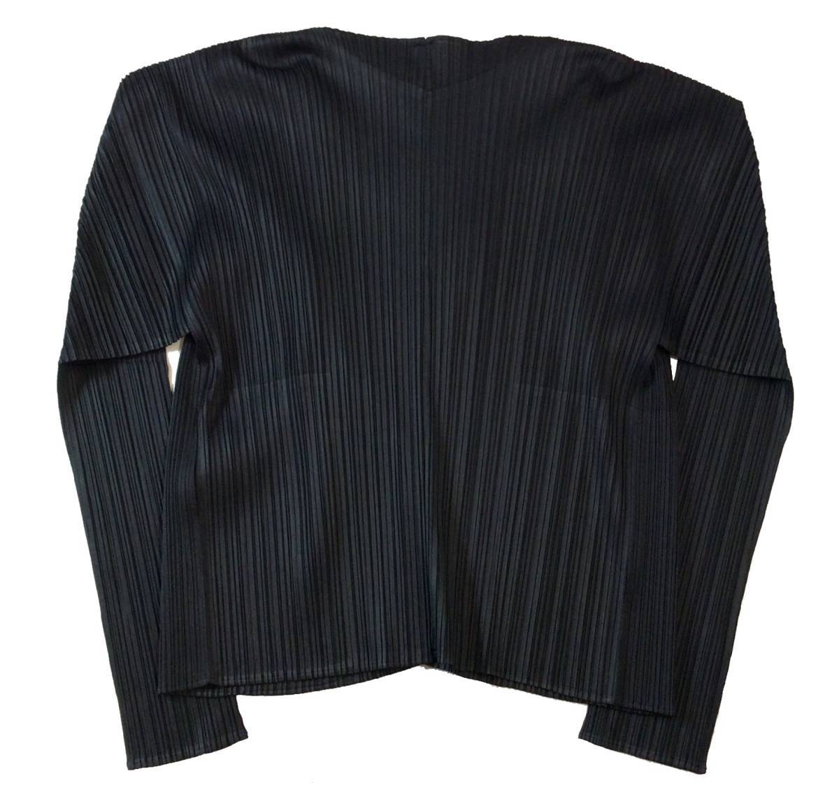 PLEATS PLEASE ISSEY MIYAKE プリーツプリーズ イッセイミヤケ デザインジャケット カーディガン トップス ポケット付き ブラック 3 (ma)_画像6